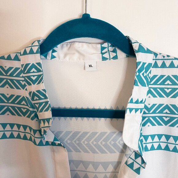 Women's V Neck Beach Dress Sundress A Line Geometric Pattern Striped Mini - XL - Picture 4 of 5